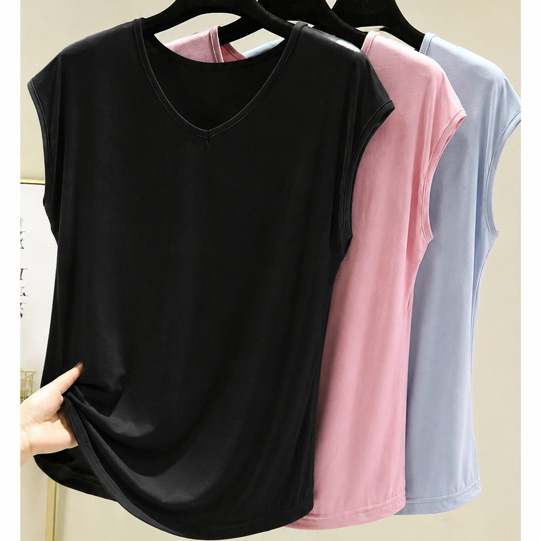 ZeroBra AirTouch Built-In Bra Lounge Tee in soft neutral tone, comfortable Indian lingerie with seamless support