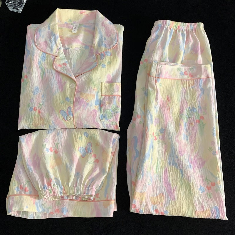 Pastel Dreamscape 3-Piece Padded PJ Set in soft candy cloud colors, comfortable Indian lingerie by ZeroBra