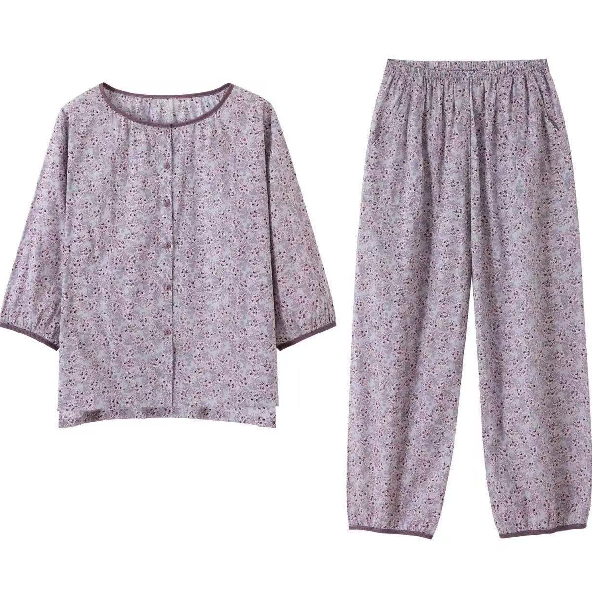 ZeroBra Lavender Meadow padded PJ set in soft lilac with floral print, comfortable Indian loungewear