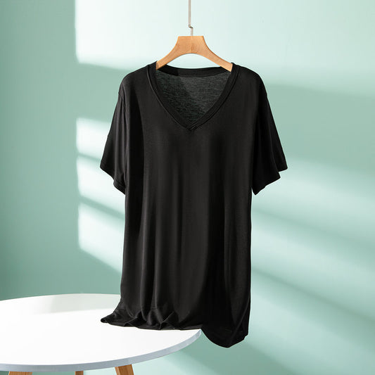 Modal Heart Crush padded long top in black