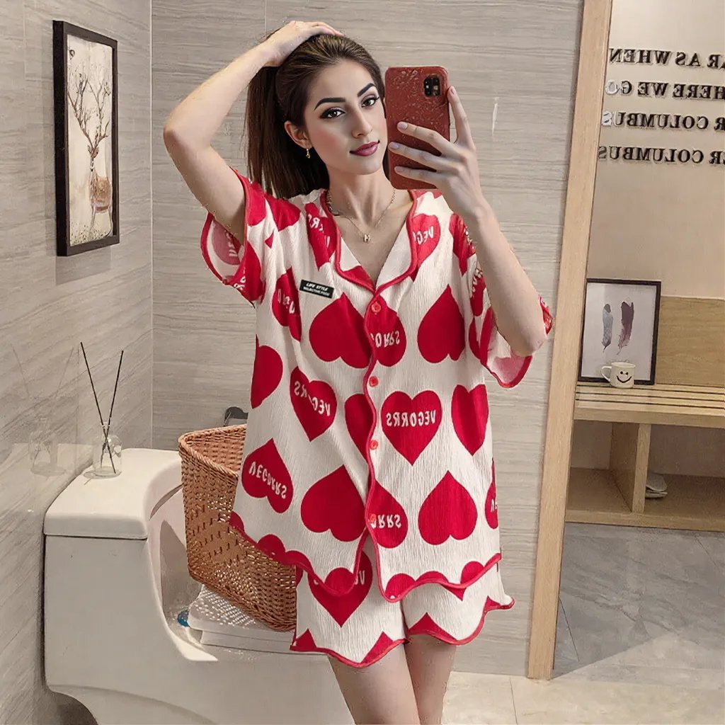 Heart Pop Button-Down Set – With Padded Love Mode