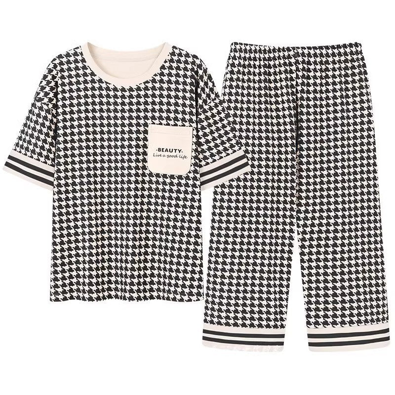 Monochrome Muse Pajama Set in black and white with built-in padded bra, comfortable Indian loungewear by ZeroBra