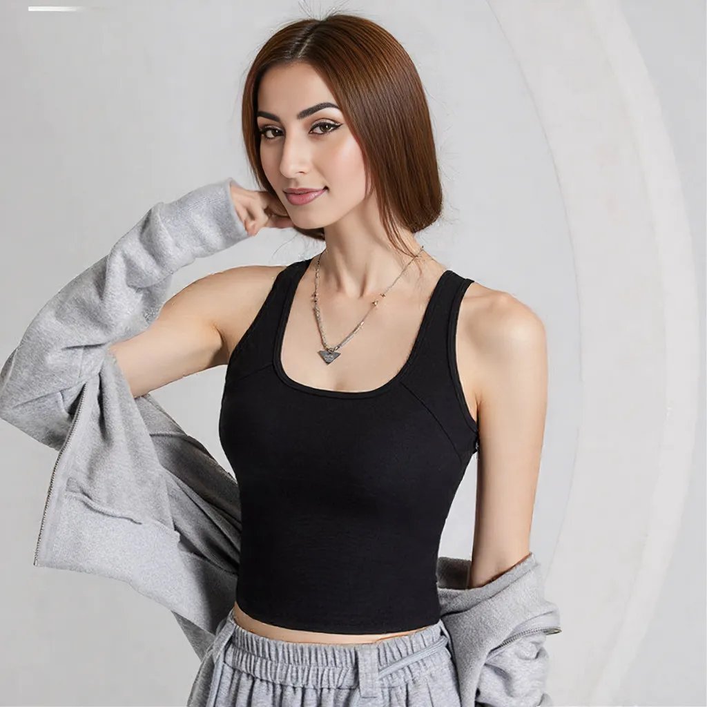 Strappy Chic Built-In Bra Cami – Supportive Style with a Back Twist