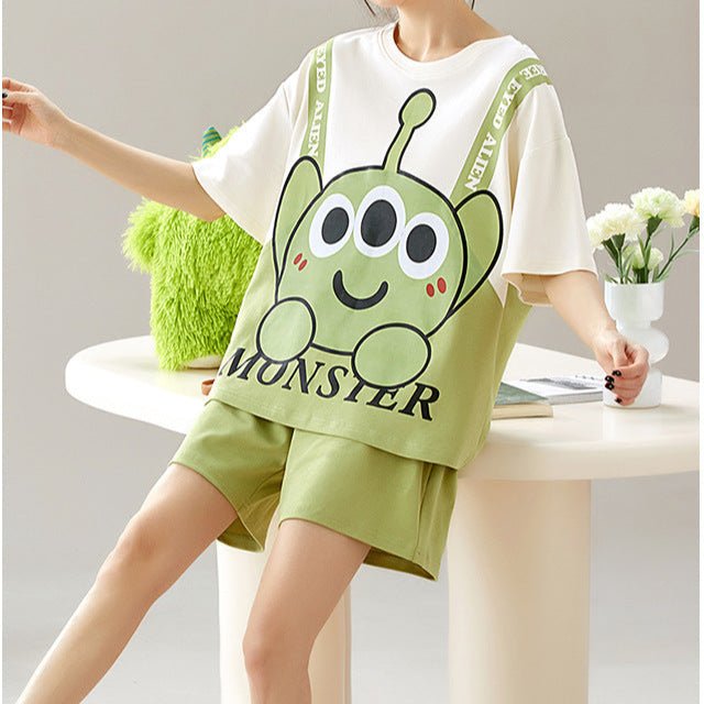 Alien Graphic Built - In Bra Lounge Set – Playful & Comfy - Zero Bra