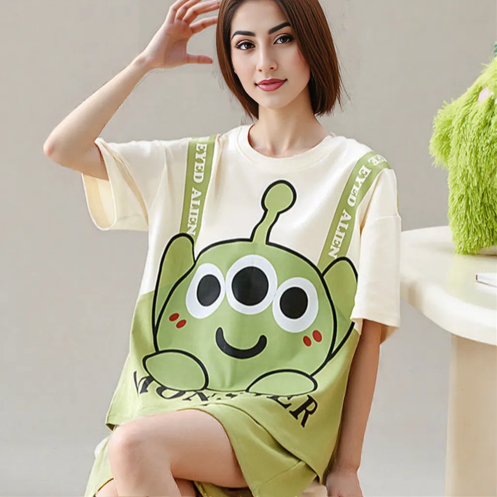 Alien Graphic Built - In Bra Lounge Set – Playful & Comfy - Zero Bra