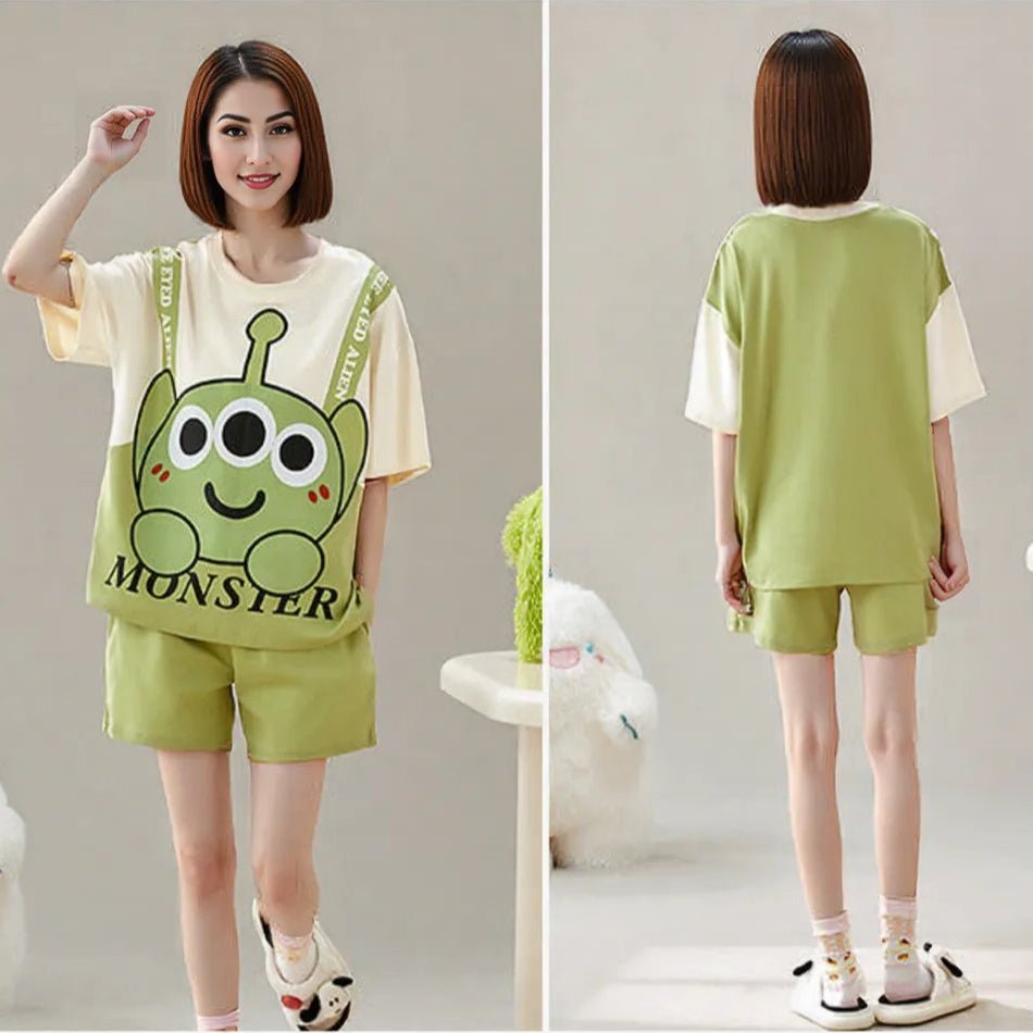 Alien Graphic Built - In Bra Lounge Set – Playful & Comfy - Zero Bra