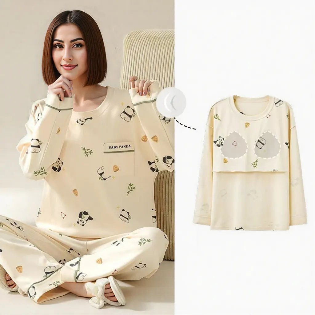 Baby Panda Built - In Bra PJ Set – Creamy Bamboo Dreams Edition - Zero Bra