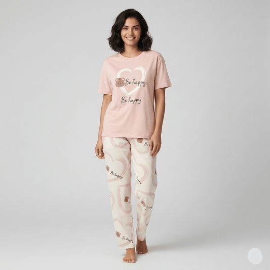 Be Happy Bear Padded PJ Set – With Padded Bliss - Zero Bra