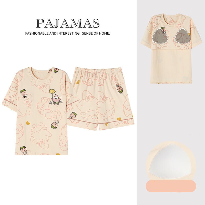 Berry Blush Cartoon Padded PJ Set With Pockets โ Summer Edition - Zero Bra