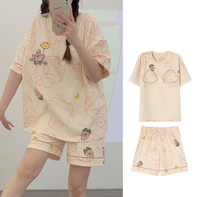 Berry Blush Cartoon PJ Set With Pockets โ Summer Edition - Zero Bra