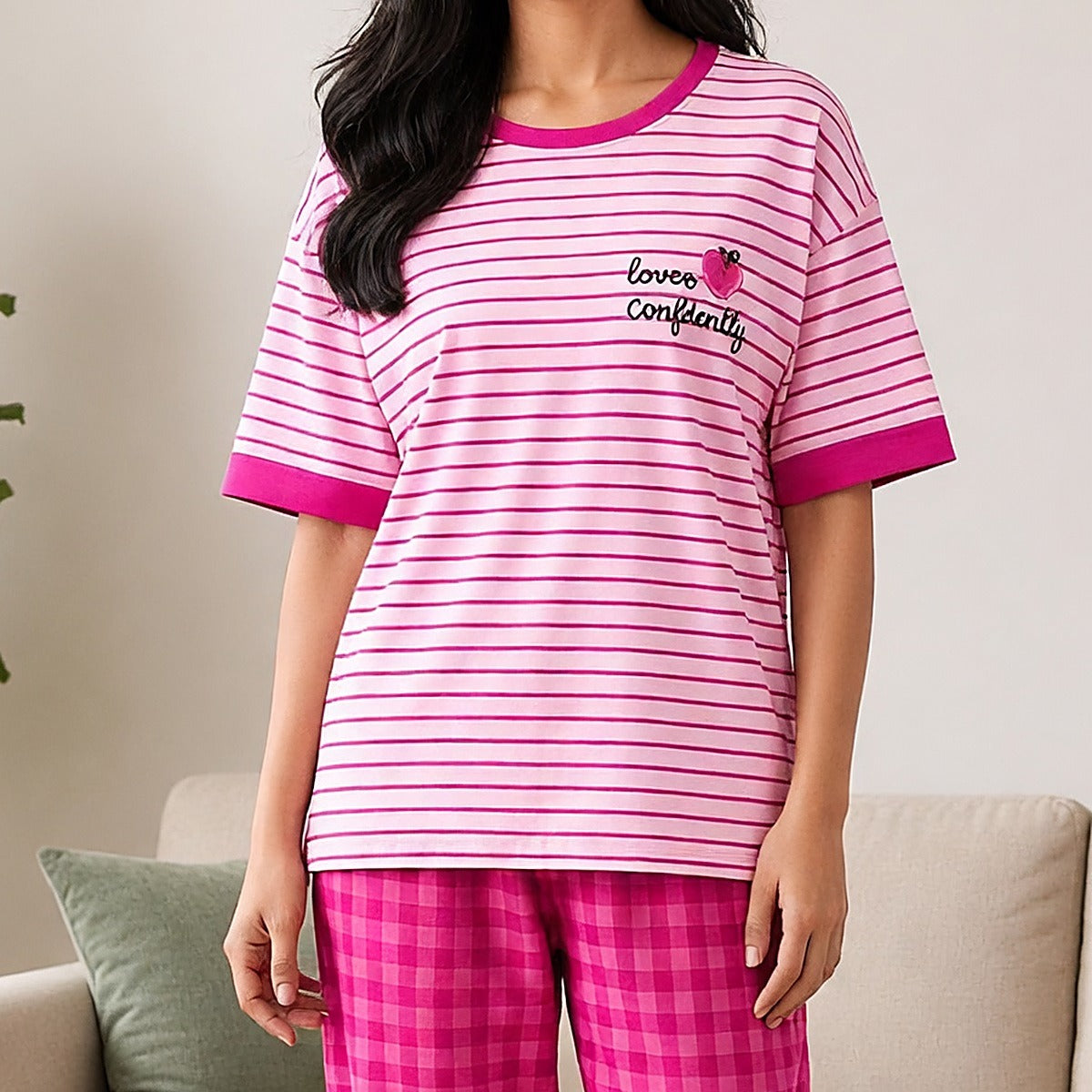 Berry Stripe Padded Night Suit