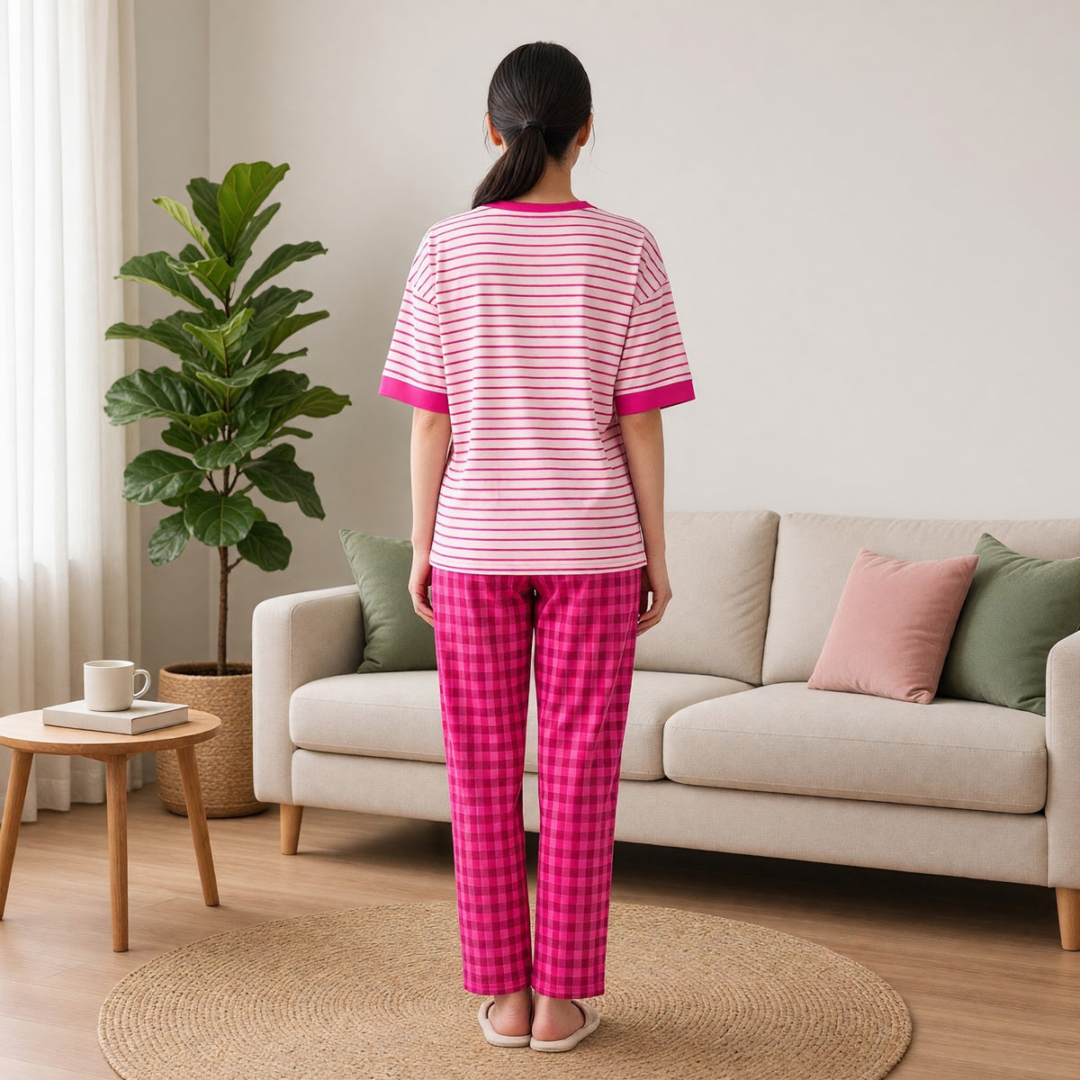 Berry Stripe Padded Night Suit