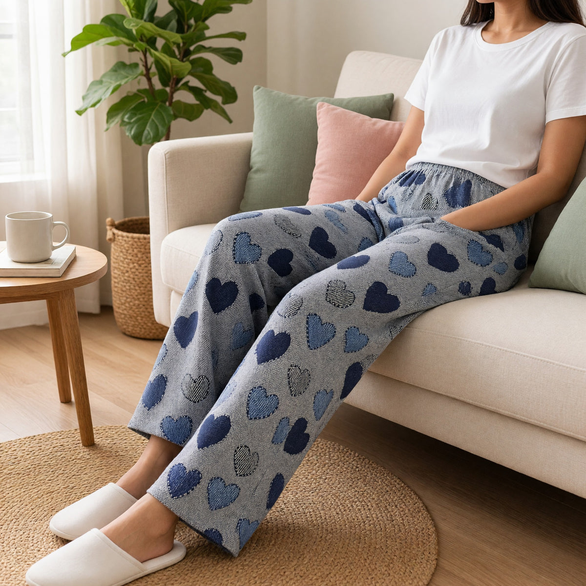 Blue Heart Wide-Leg Lounge Pants