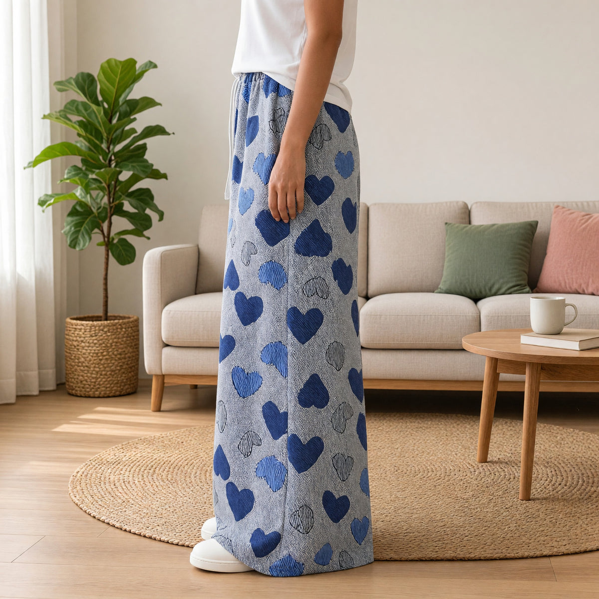 Blue Heart Wide-Leg Lounge Pants