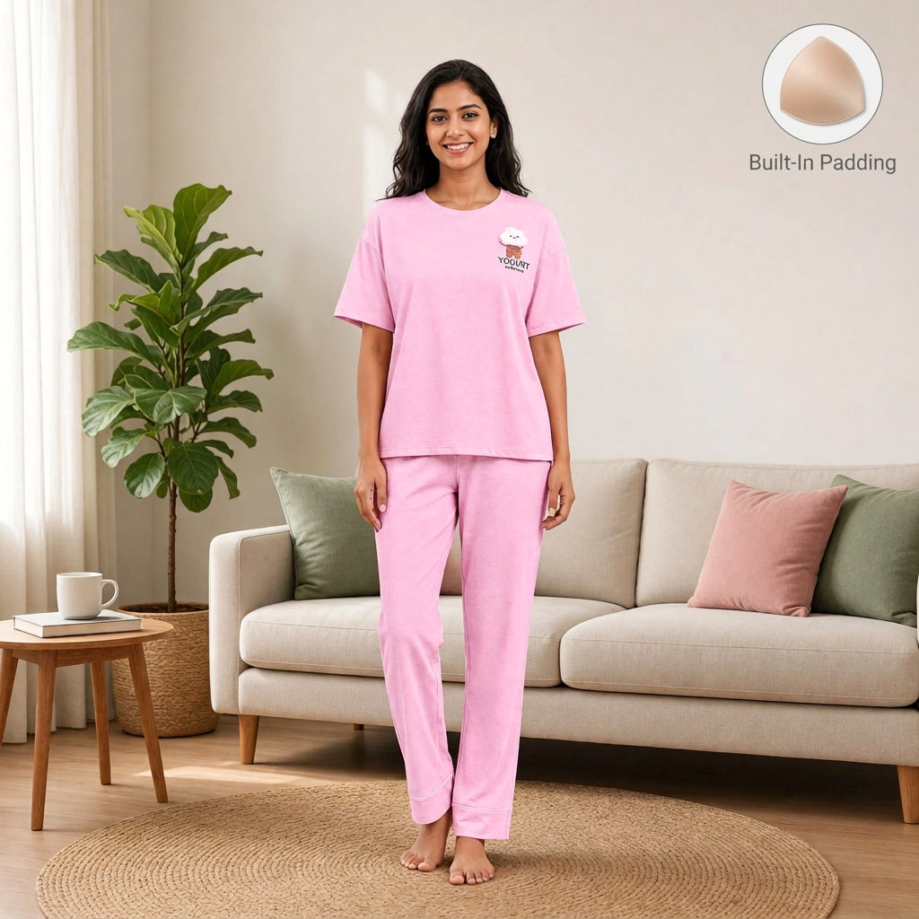 Blush Bunny 3-Piece Padded Night Suit