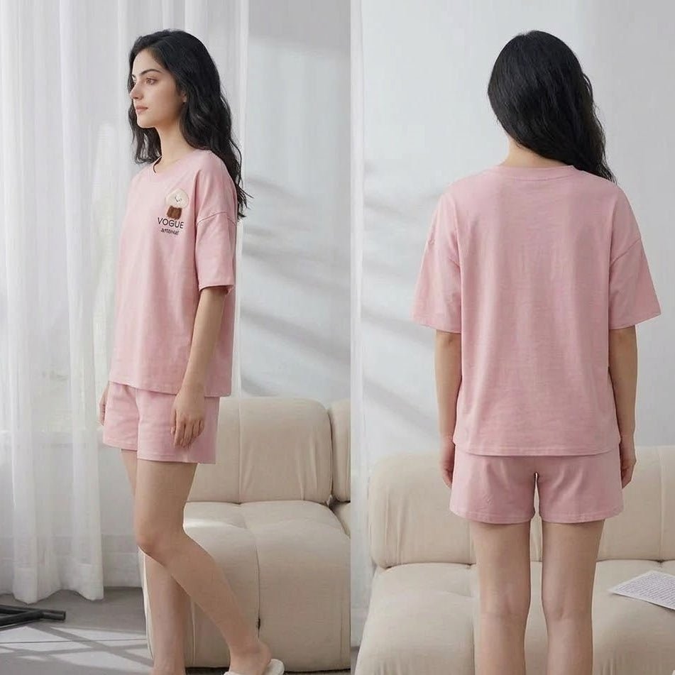 Blush Bunny Lounge PJ Set – With Padded Bliss (3 - Piece Set) - Zero Bra