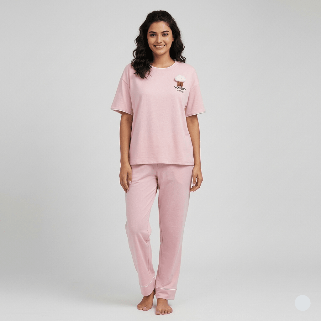 Blush Bunny Lounge PJ Set – With Padded Bliss (3 - Piece Set) - Zero Bra
