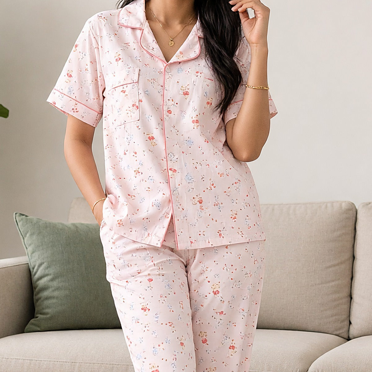 Blush Kitty 3-Piece Padded Night Suit