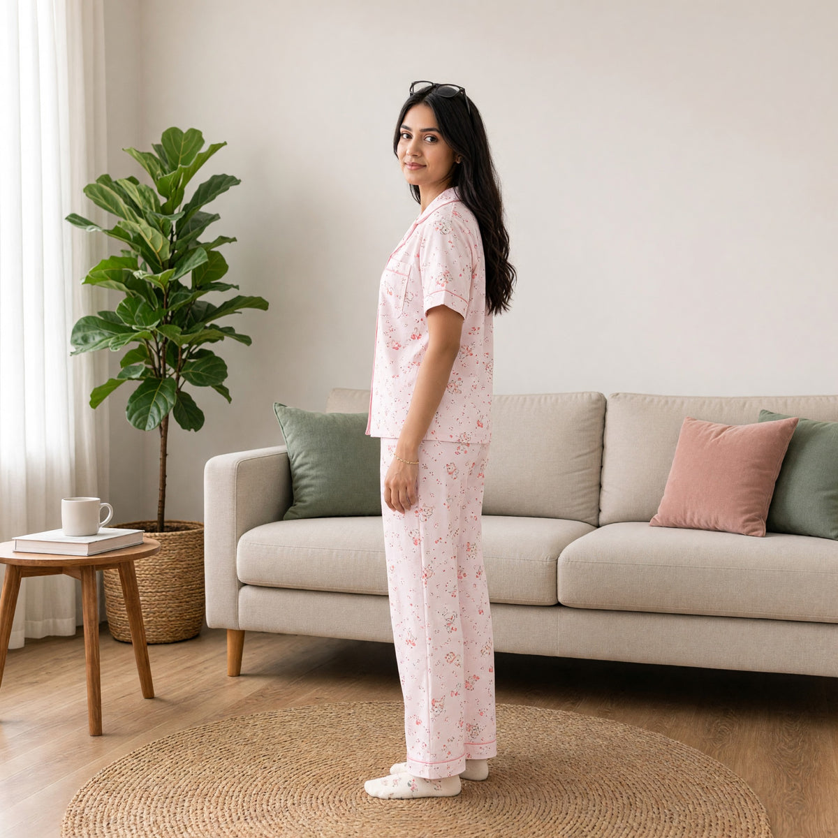 Blush Kitty 3-Piece Padded Night Suit
