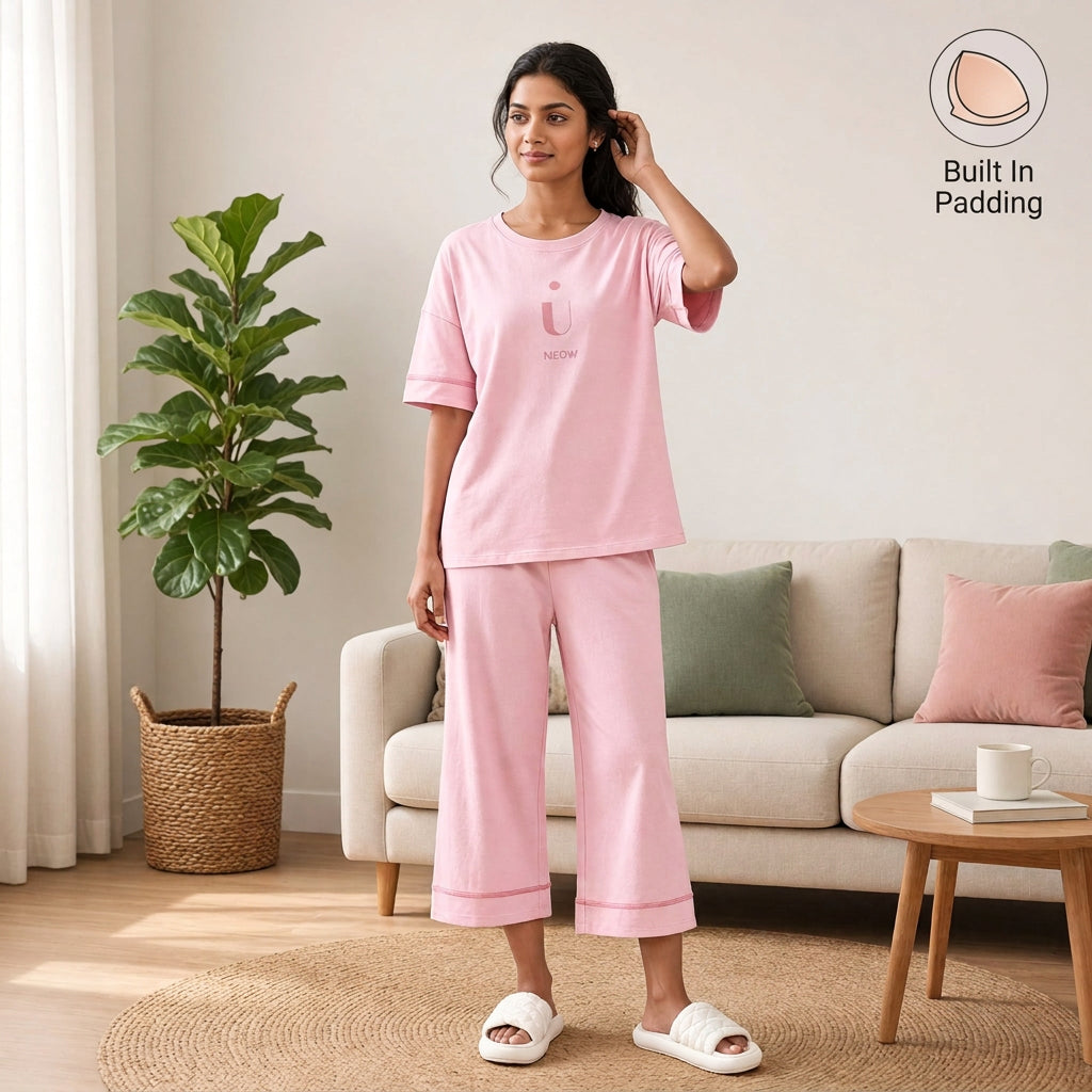 Blush Meow Padded Night Suit