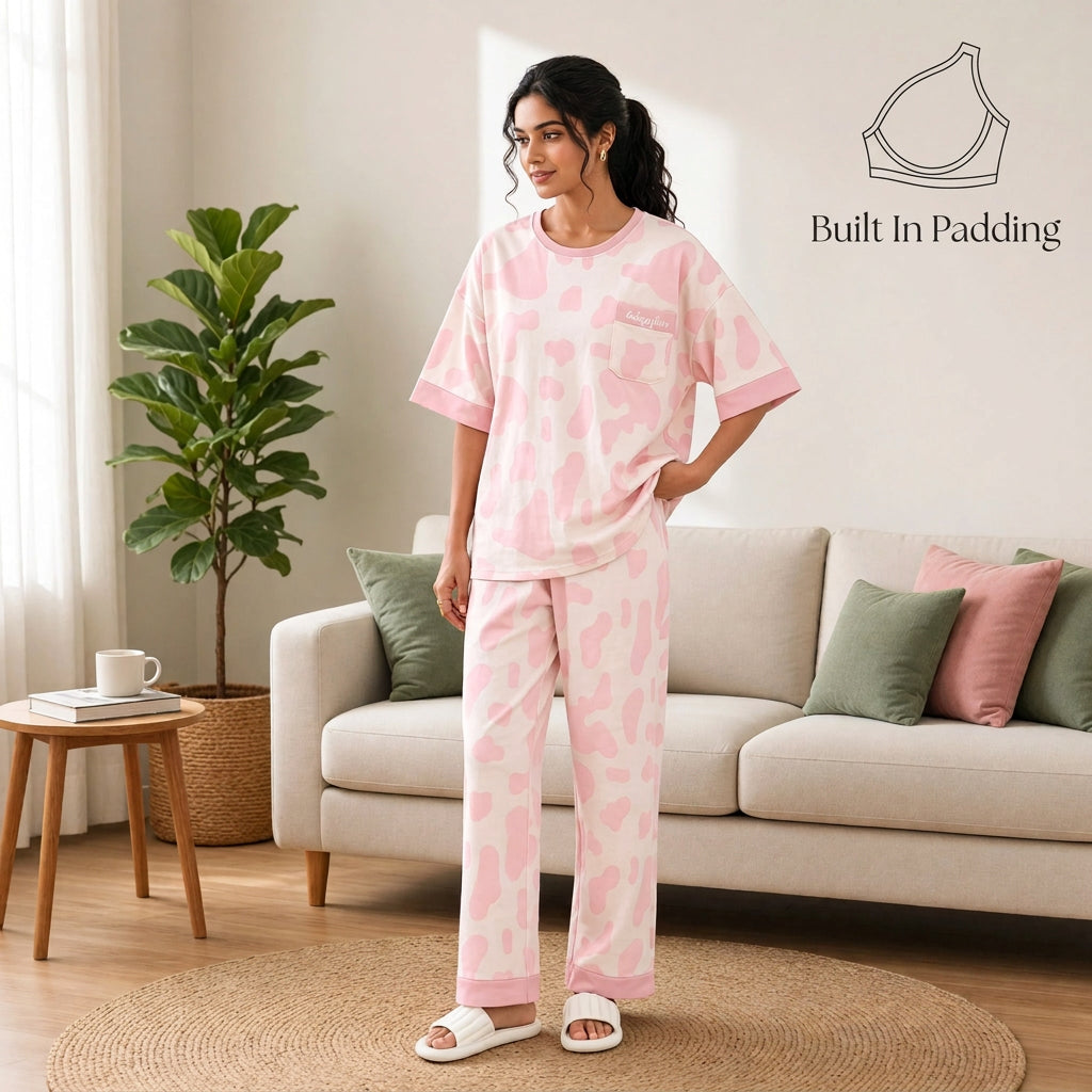 Blush Moo Padded Night Suit