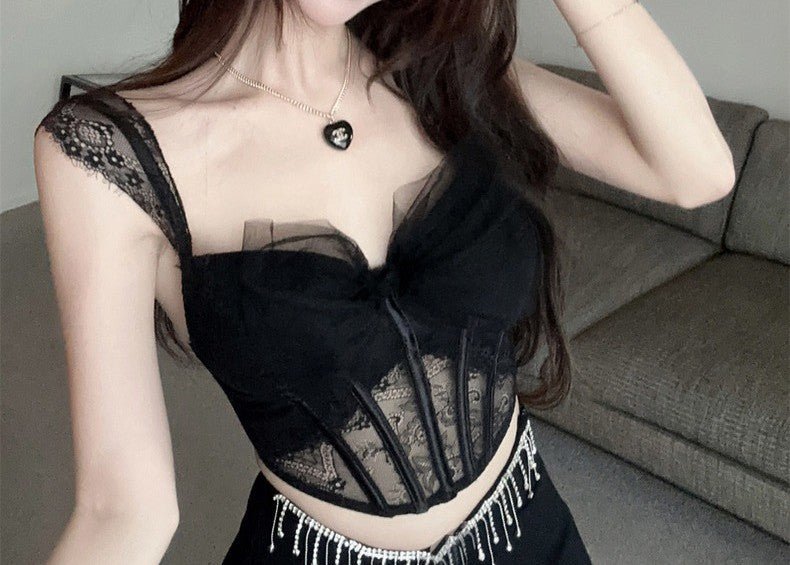 Blush Romance Built - In Bra Corset Top β Lace Me Up Edition - Zero Bra