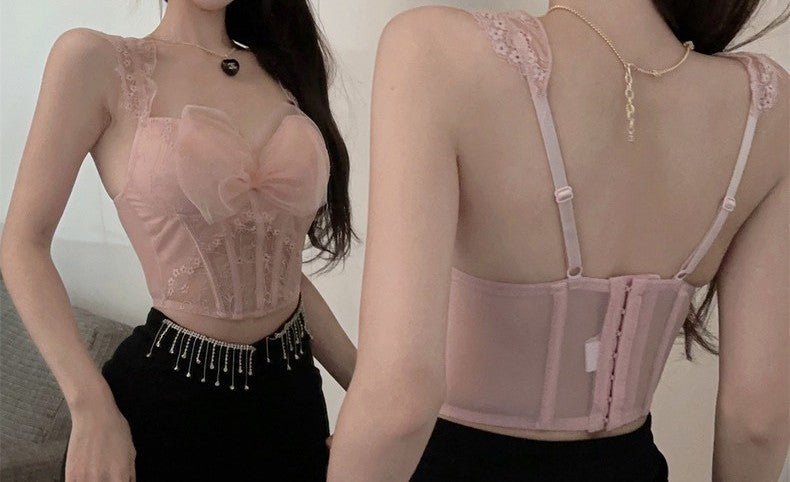 Blush Romance Built - In Bra Corset Top β Lace Me Up Edition - Zero Bra