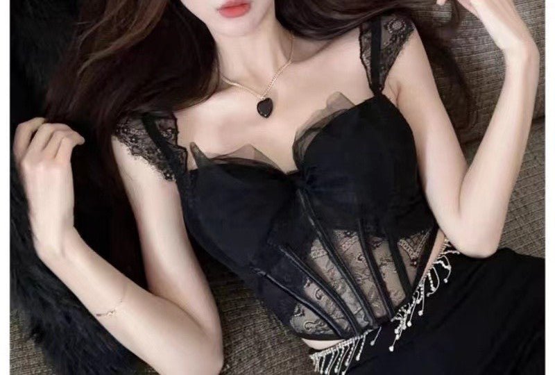 Blush Romance Built - In Bra Corset Top β Lace Me Up Edition - Zero Bra