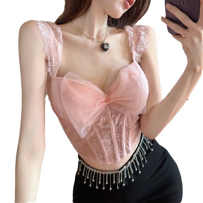 Blush Romance Built - In Bra Corset Top β Lace Me Up Edition - Zero Bra