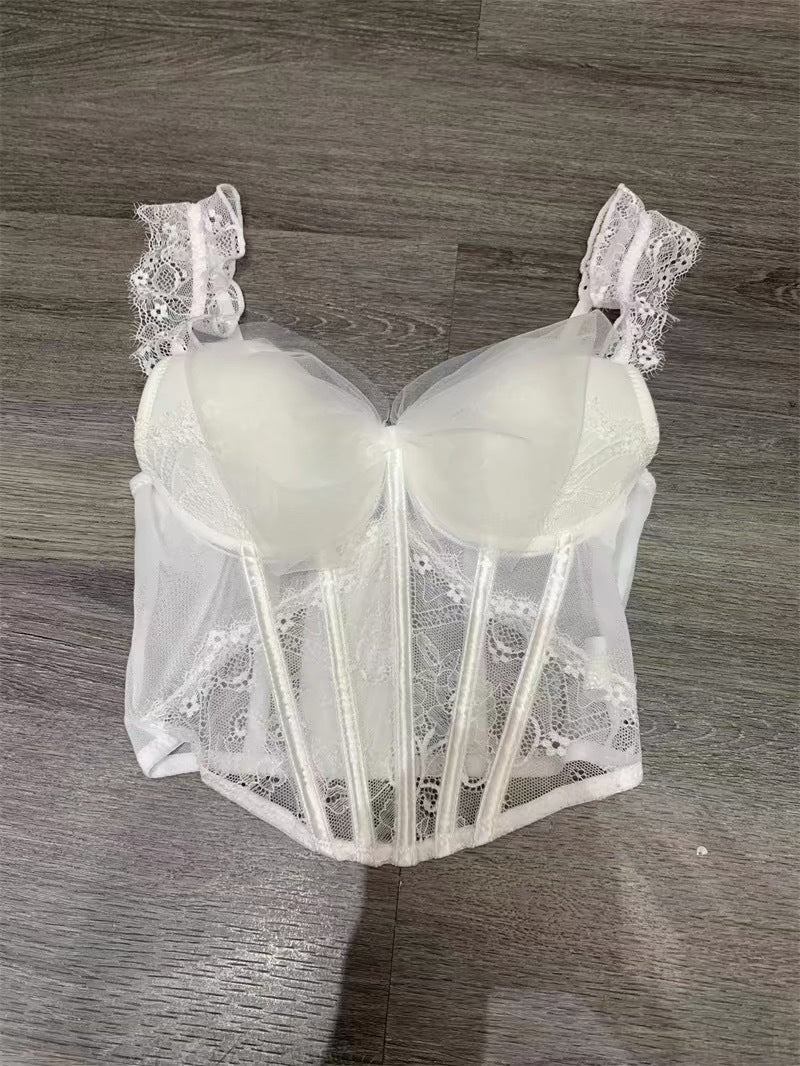 Blush Romance Built - In Bra Corset Top β Lace Me Up Edition - Zero Bra