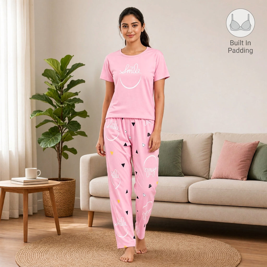 Blush Smile Padded Night Suit