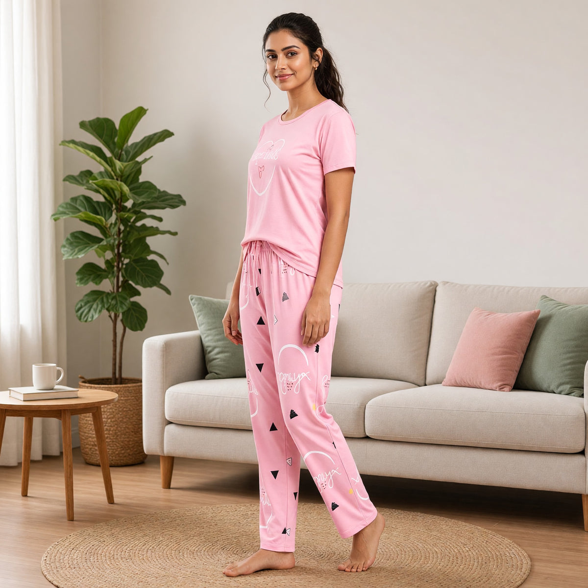 Blush Smile Padded Night Suit