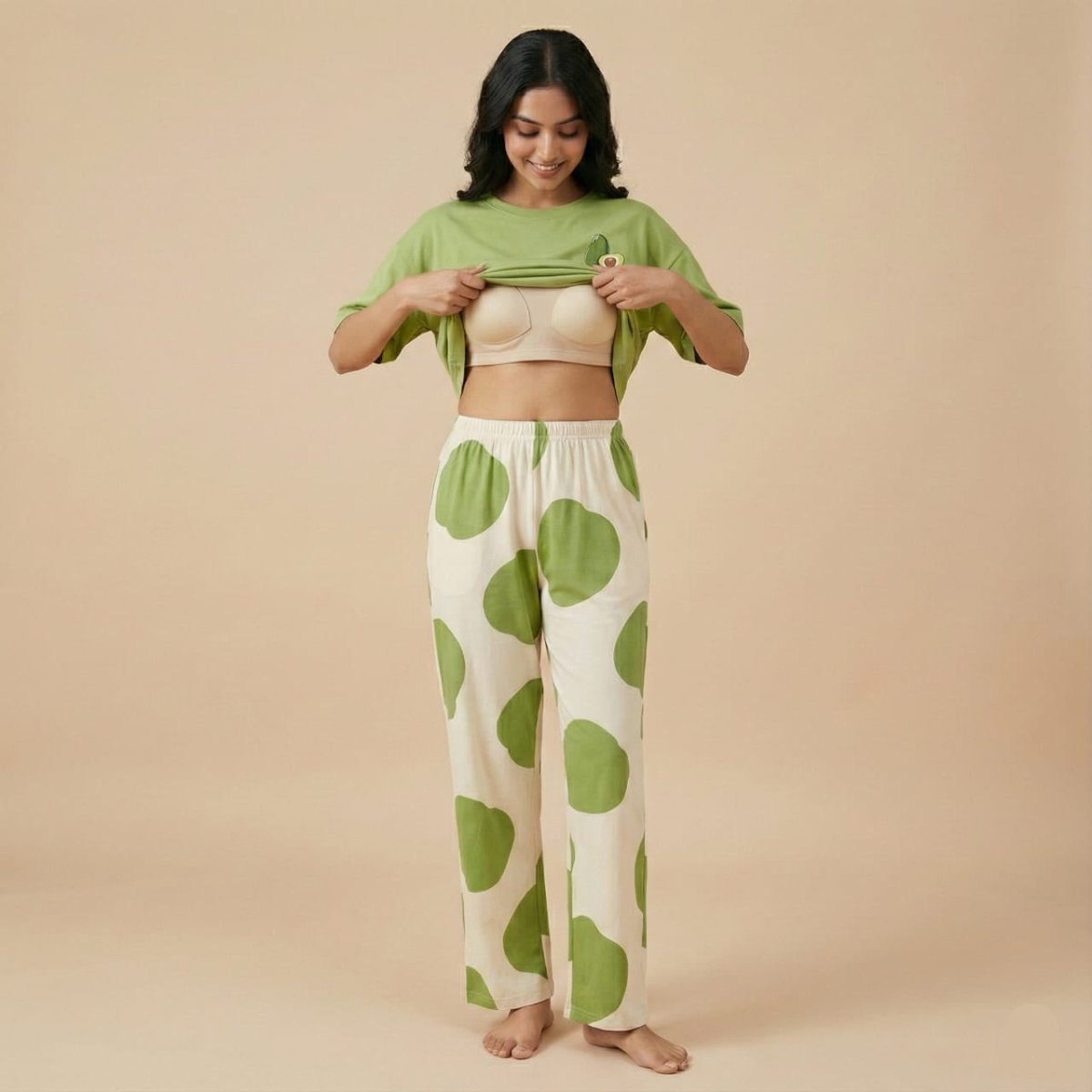 Bra - Free Polka Dot Pajamas for Maximum Padded Comfort - Zero Bra