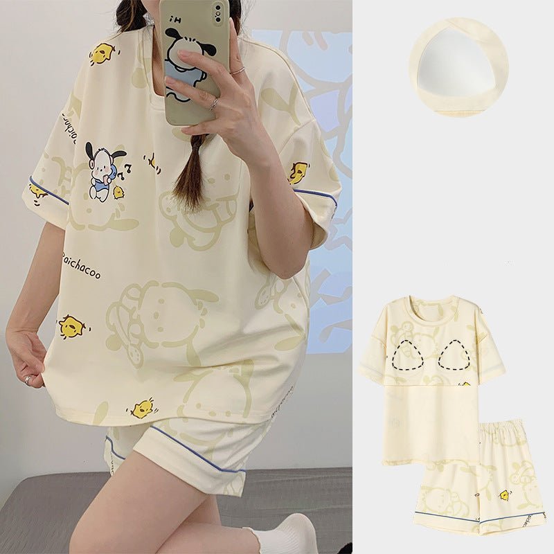 Bunny & Chick Built - In Bra PJ Set – Creamy Kawaii Edition - Zero Bra