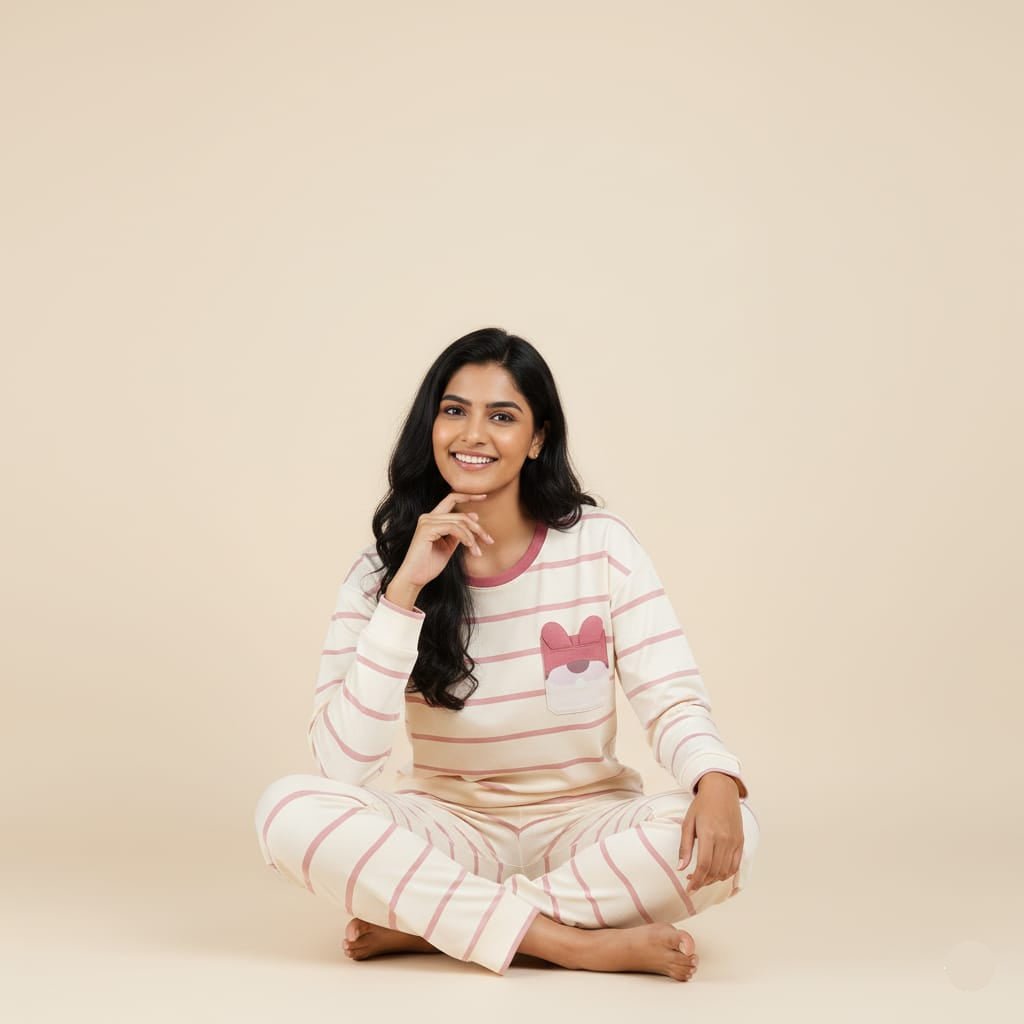 Bunny Pocket Striped PJ Set β Padded Magic - Zero Bra