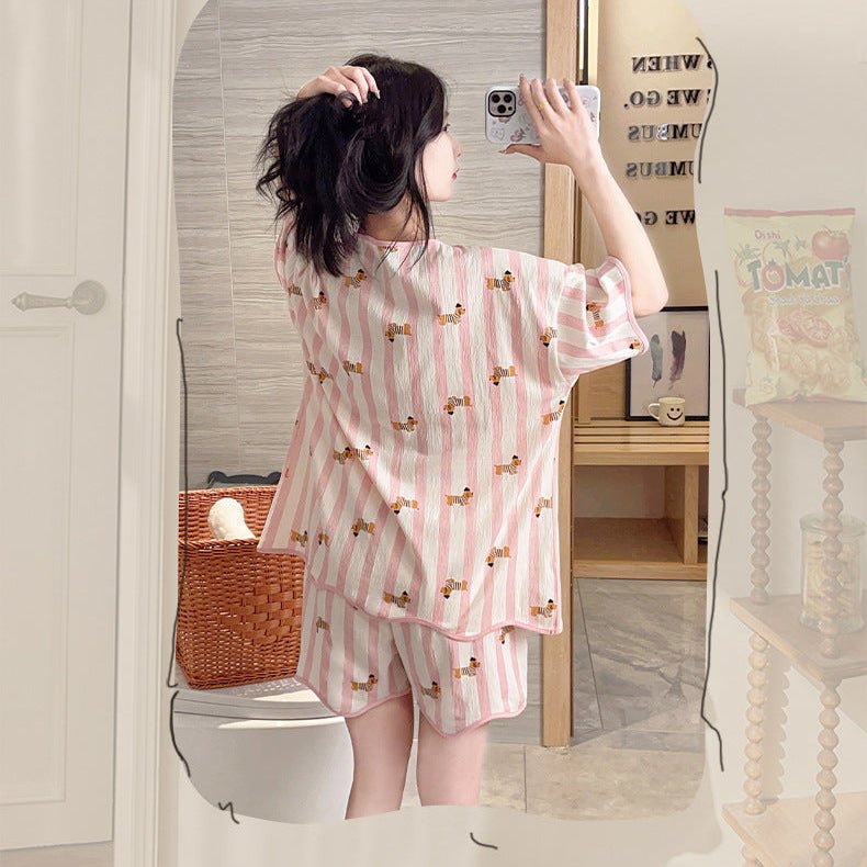 Candy Stripes & Cutie Vibes Pajama Set – Built - In Bra! - Zero Bra