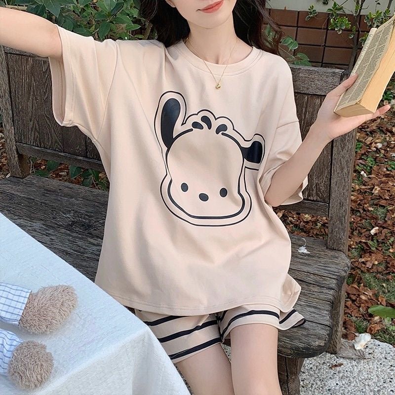 Cartoon Chic Built - In Bra 2 - Piece Pajama Set - Zero Bra