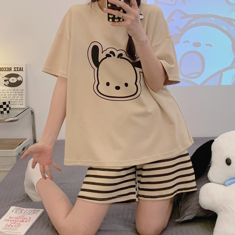 Cartoon Chic Built - In Bra 2 - Piece Pajama Set - Zero Bra