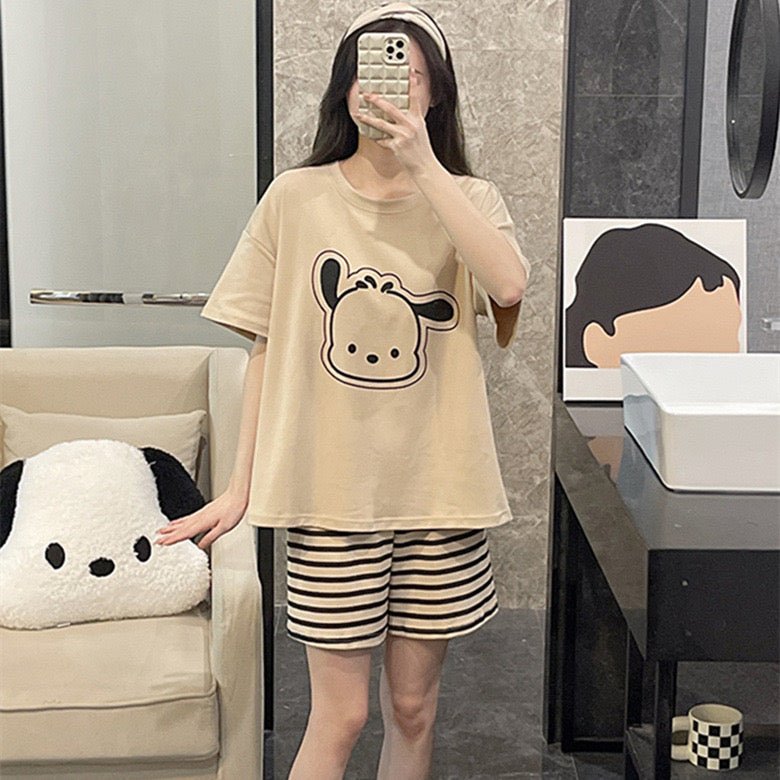 Cartoon Chic Built - In Bra 2 - Piece Pajama Set - Zero Bra