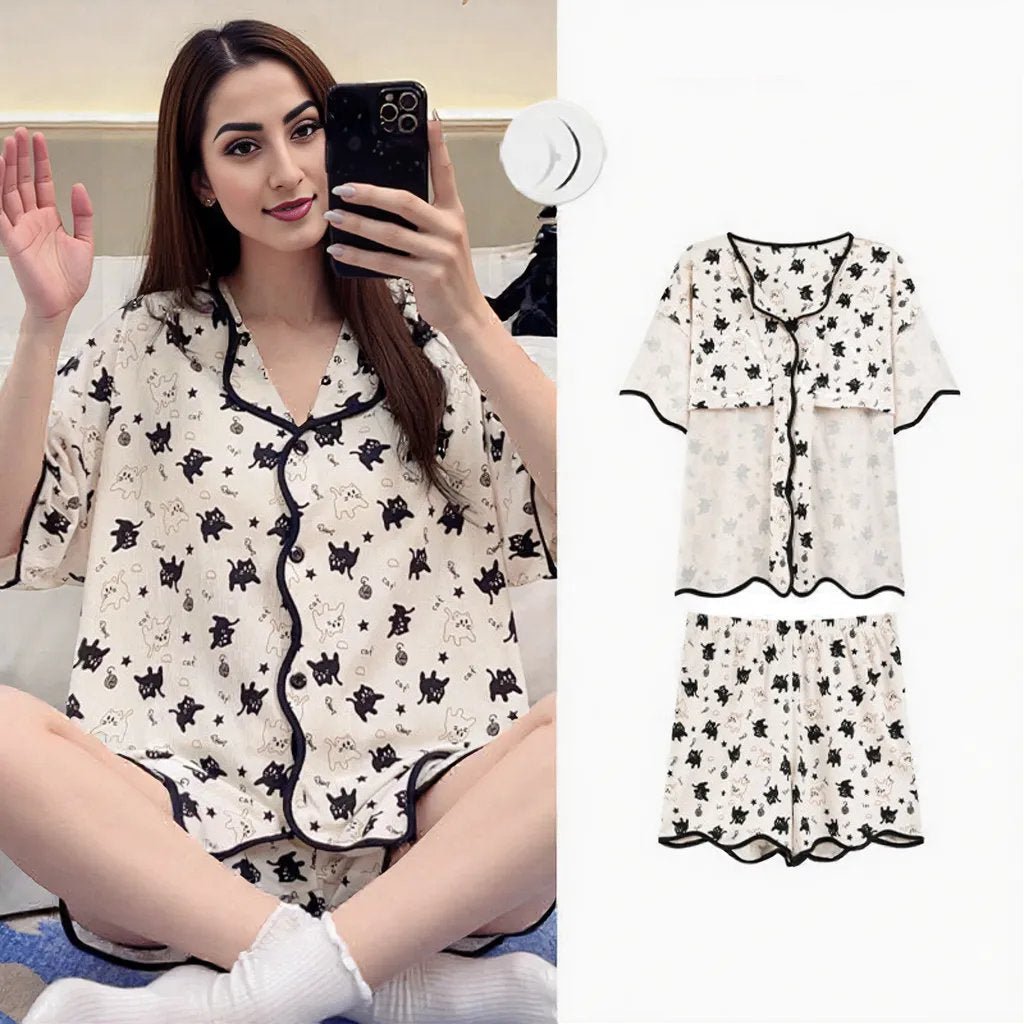 Cat Nap Cutie Pajama Set – Built - In Bra Comfort - Zero Bra