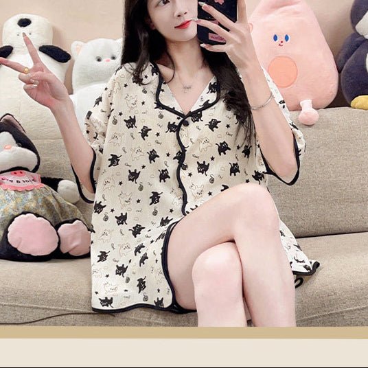 Cat Nap Cutie Pajama Set – Built - In Bra Comfort - Zero Bra