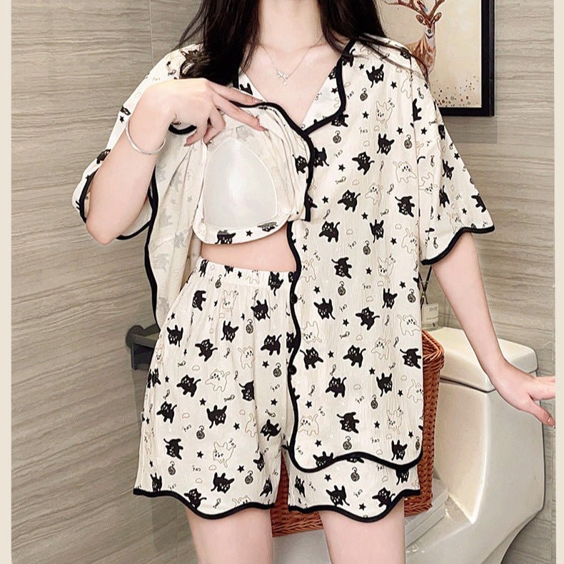 Cat Nap Cutie Pajama Set – Built - In Bra Comfort - Zero Bra
