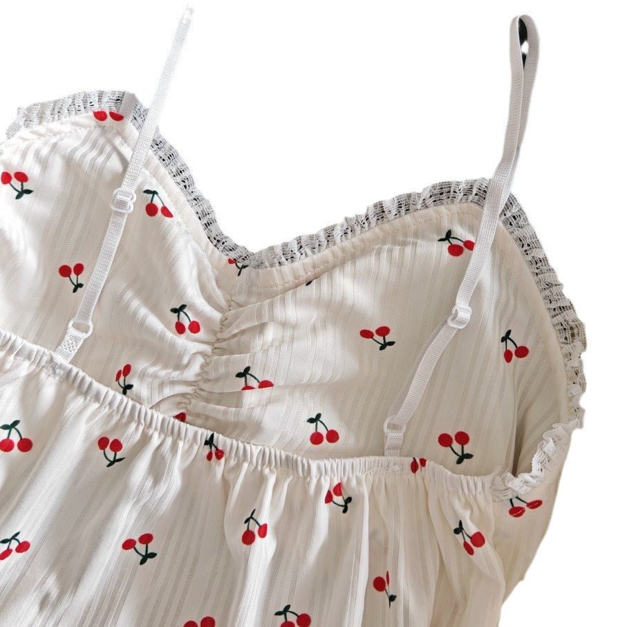 Cherry Bliss PJ Set โ 3 - Piece With Padded Sweetness - Zero Bra
