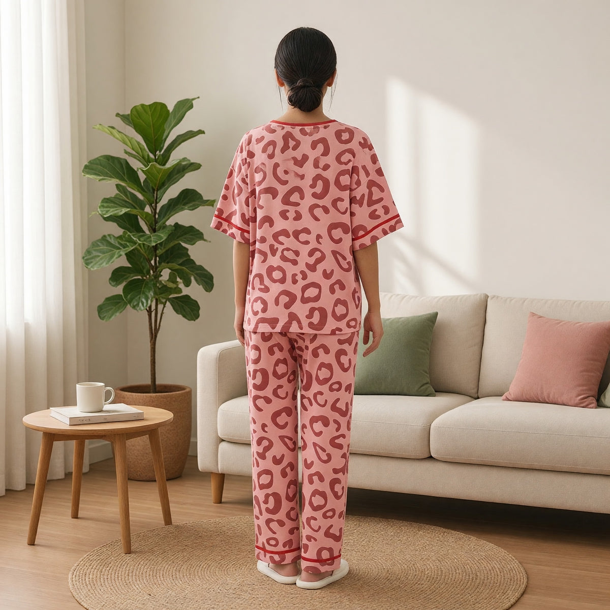 Cherry Leopard Padded Night Suit