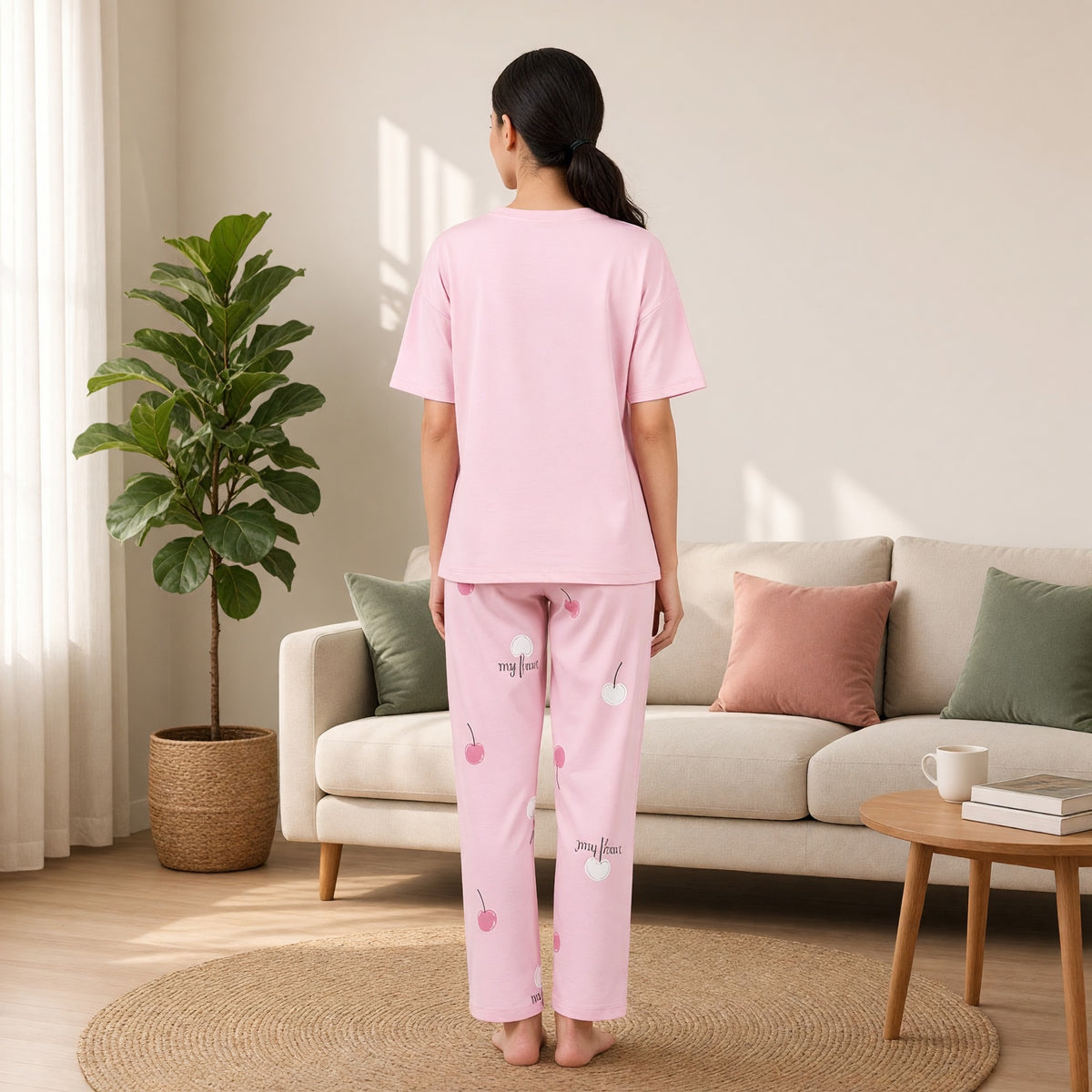 Cherry Whisper Padded Night Suit
