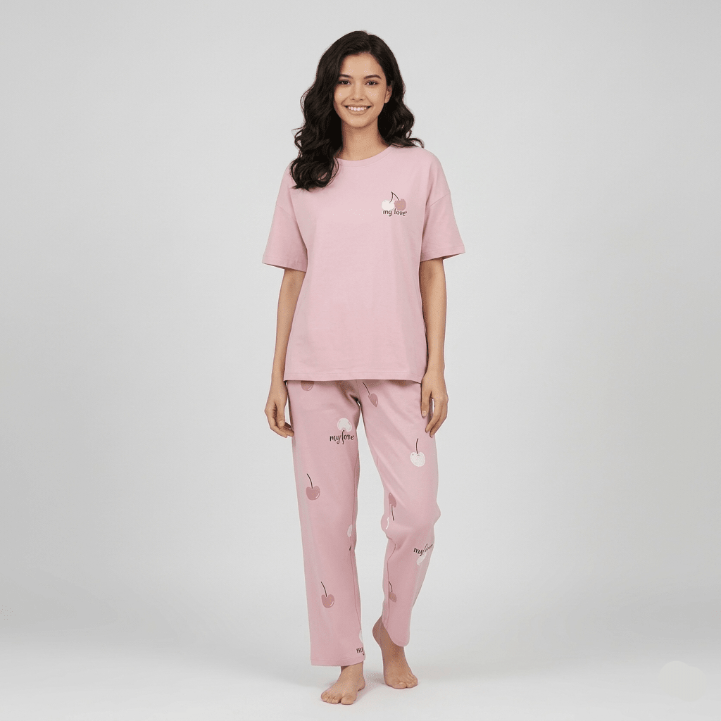 Cherry Whisper PJ Set – With Padded Bliss - Zero Bra