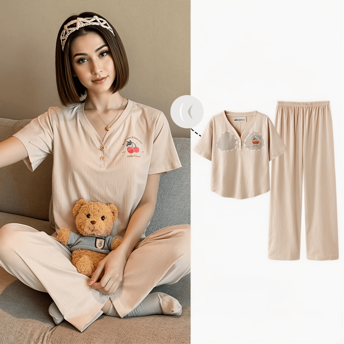 Chic Built - In Bra Pajama Set – Effortless Comfort & Style - Zero Bra