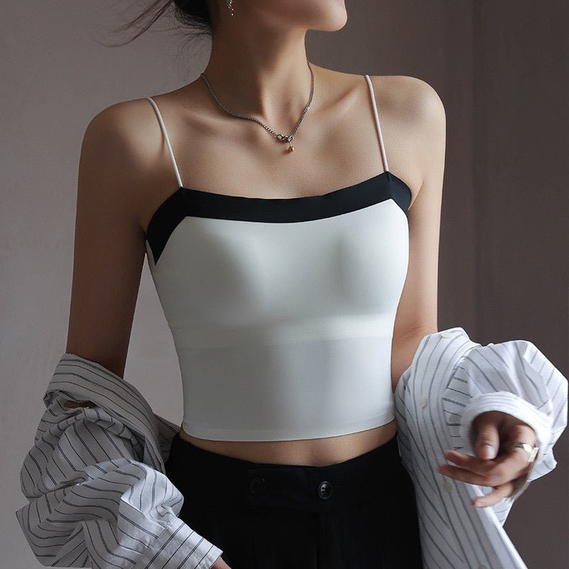 Chic Contrast Built - In Bra Cami – Sleek & Stylish - Zero Bra