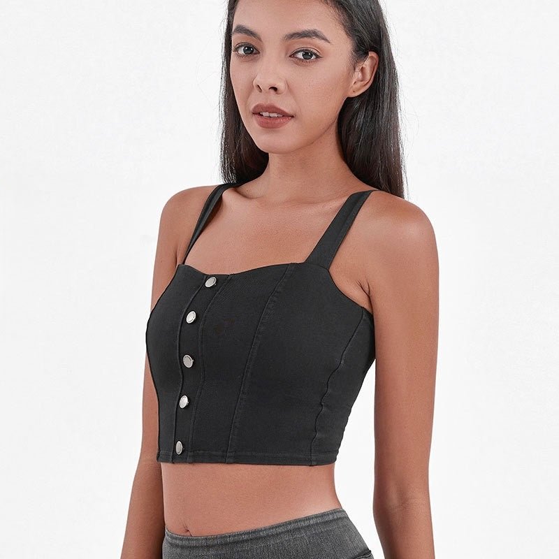 Chic Denim - Inspired Built - In Bra Crop Top – Edgy & Trendy - Zero Bra