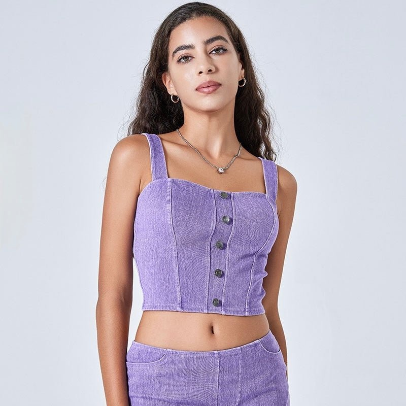 Chic Denim - Inspired Built - In Bra Crop Top – Edgy & Trendy - Zero Bra